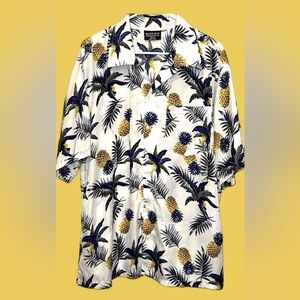 Pacific & Co. Men's Tropical Pineapple Hawaiian Button Down Shirt Size l…